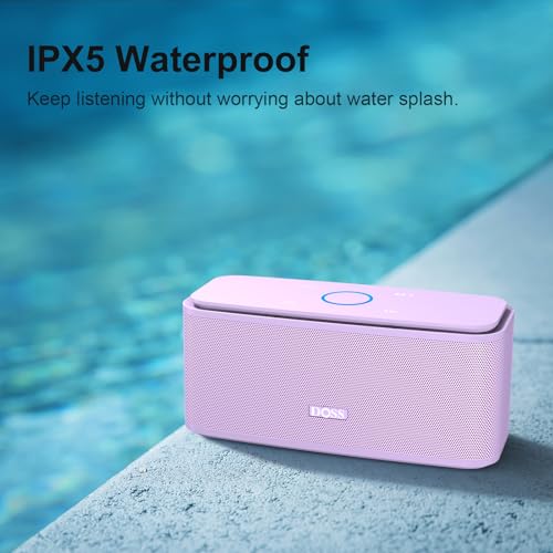 DOSS SoundBox Touch Wireless Bluetooth Speaker-12W HD Sound with Rich Bass, IPX5 Waterproof, 20H Playtime, Ideal Christmas & White Elephant Gift for Men, Women, Teens, Office, Home, Travel-Purple - Image 4