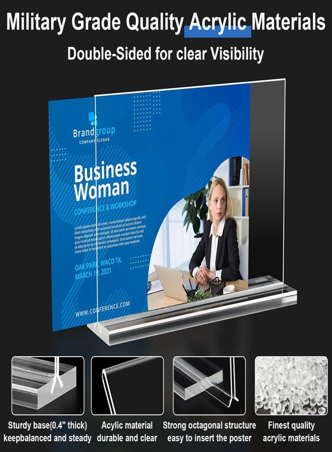 DunGu Acrylic Sign Holder 5x7, 10 Pack Clear Table Double Sided Clear Table Menu Vertical Display Stand Desktop Display Stand Paper Holder Table Sign Holder Suitable for Restaurants Office Store Show Fair - Image 2