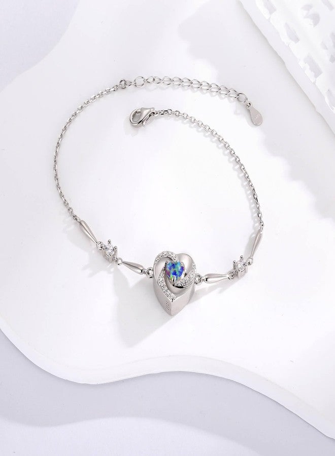 Sariel Opal Heart Ashes Urn Bracelet for Women 925 Sterling Silver Cremation Jewelry Memorial Gifts (Purple) - Image 2