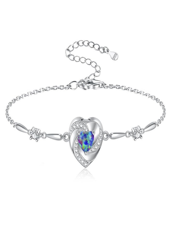 Sariel Opal Heart Ashes Urn Bracelet for Women 925 Sterling Silver Cremation Jewelry Memorial Gifts (Purple) - Image 1