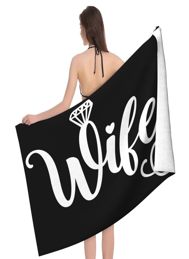 feelacle Bride Wifey Gift Sand Free Beach Towel for Women Absorbent Bath Towel Large Hand Towels for Swimming Bathroom Spa Pool - Image 2