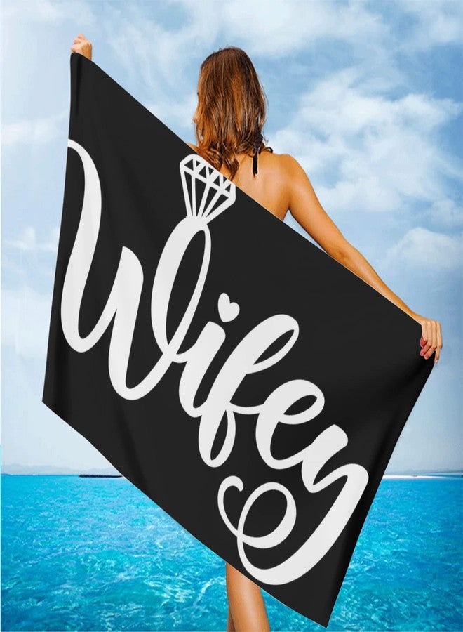 feelacle Bride Wifey Gift Sand Free Beach Towel for Women Absorbent Bath Towel Large Hand Towels for Swimming Bathroom Spa Pool - Image 1