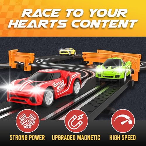 Atlasonix Slot Car Race Track Sets, Race Tracks for Kids Ages 4-8 | Race Car with 4 High Speed Cars, Electric Slot Car Race Track Sets, Remote Control Car, Gifts Toys for Boys - Image 2