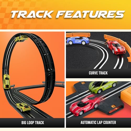 Atlasonix Slot Car Race Track Sets, Race Tracks for Kids Ages 4-8 | Race Car with 4 High Speed Cars, Electric Slot Car Race Track Sets, Remote Control Car, Gifts Toys for Boys - Image 4