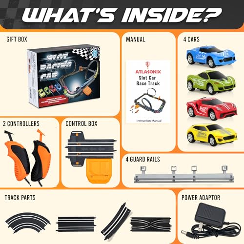 Atlasonix Slot Car Race Track Sets, Race Tracks for Kids Ages 4-8 | Race Car with 4 High Speed Cars, Electric Slot Car Race Track Sets, Remote Control Car, Gifts Toys for Boys - Image 3