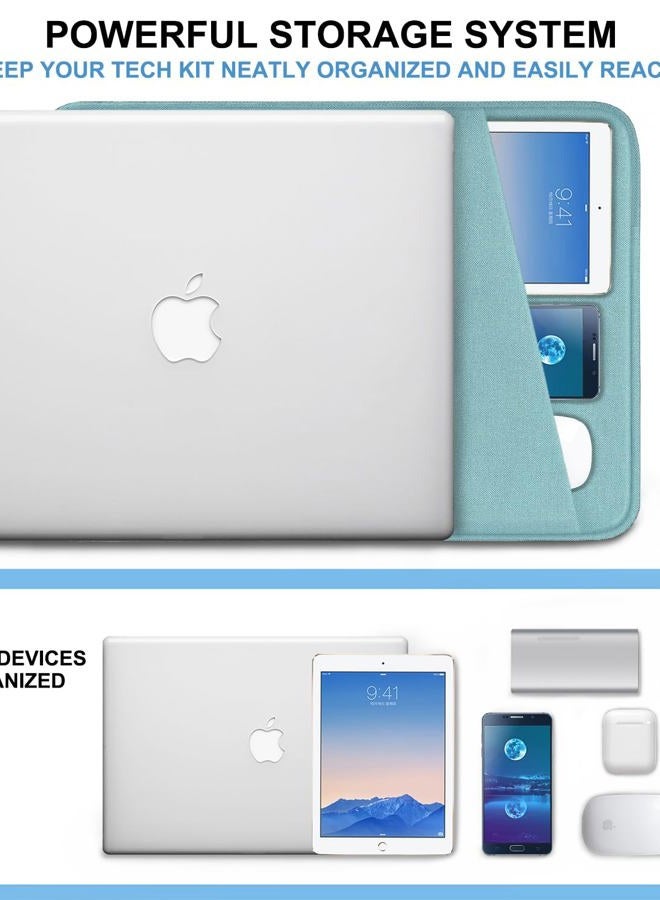 Naukay Laptop Sleeve Case 13.3 inch, Shockproof Protective Computer Cover with Accessories Pocket, Laptop Bag Compatible with MacBook Air/Pro 13-13.3 inch, Compatible for MacBook Pro 14 inch, LightBlue - Image 2