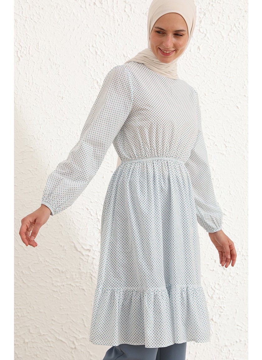 Sefa Merve Skirt Ruffle Tunic 4343-03 White Blue  - Image 1