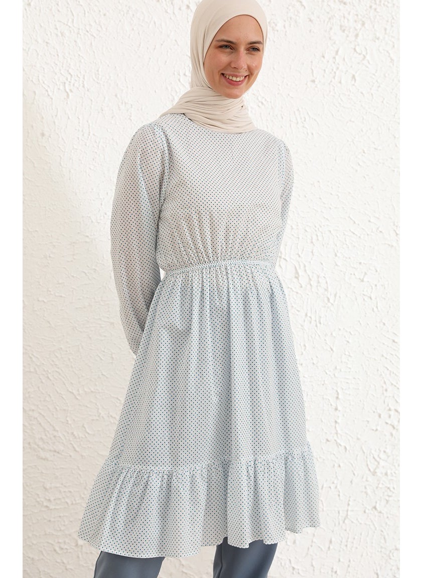 Sefa Merve Skirt Ruffle Tunic 4343-03 White Blue  - Image 2