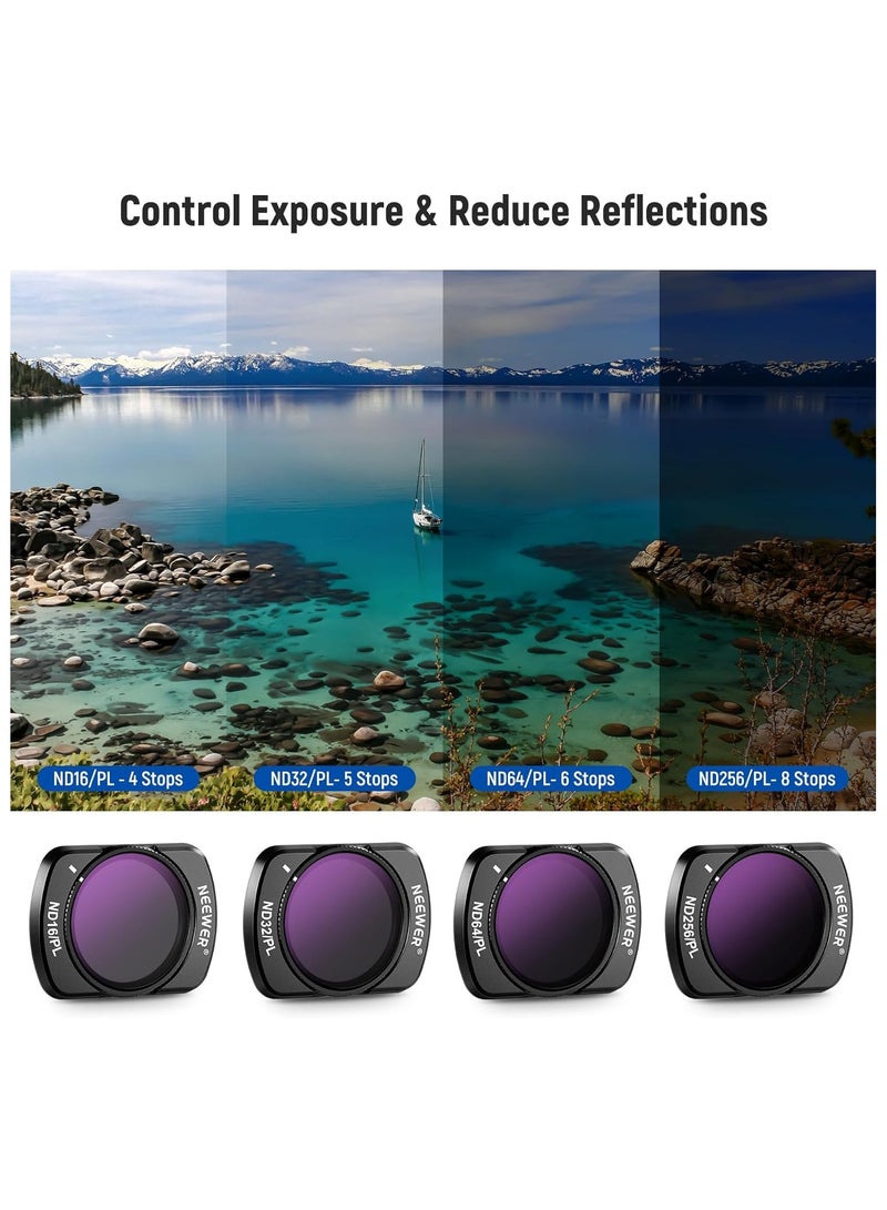 Neewer Magnetic ND/CPL Filter Set Compatible with DJI OSMO Pocket 3, 6 Pack UV CPL ND16/PL ND32/PL ND64/PL ND256/PL Polarizing and Neutral Density Filters, Multi Coated HD Optical Glass/Aluminum Frame  - Image 5