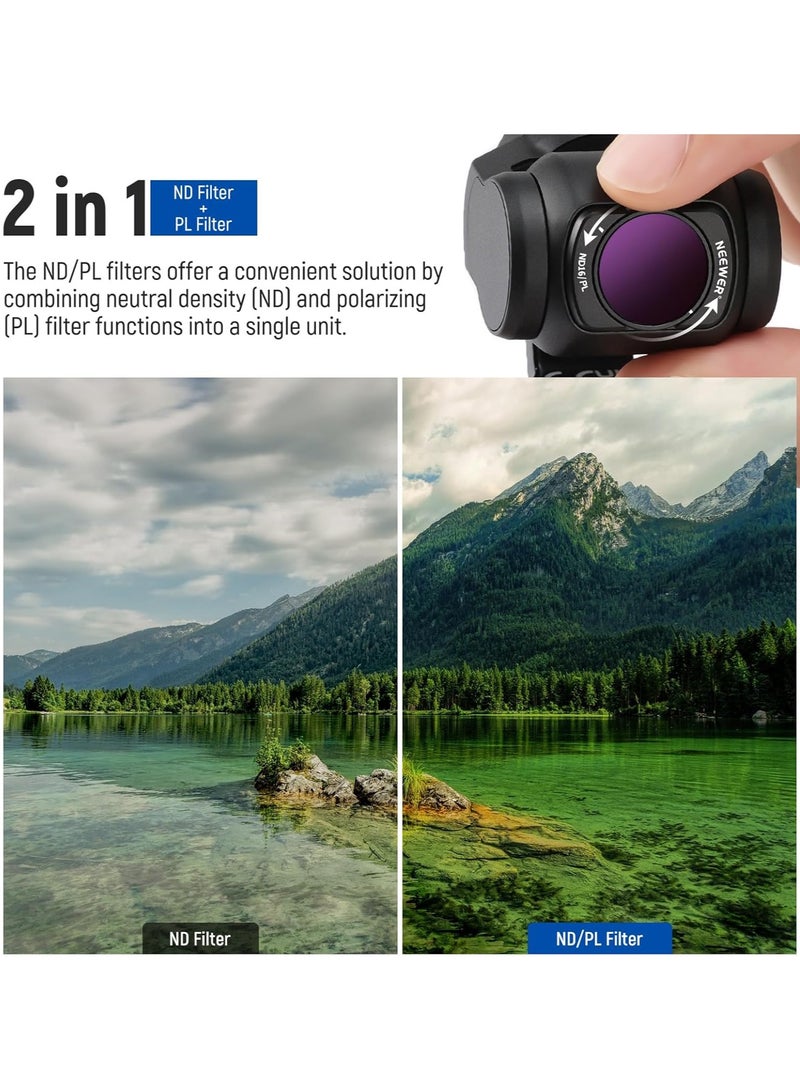 Neewer Magnetic ND/CPL Filter Set Compatible with DJI OSMO Pocket 3, 6 Pack UV CPL ND16/PL ND32/PL ND64/PL ND256/PL Polarizing and Neutral Density Filters, Multi Coated HD Optical Glass/Aluminum Frame  - Image 4