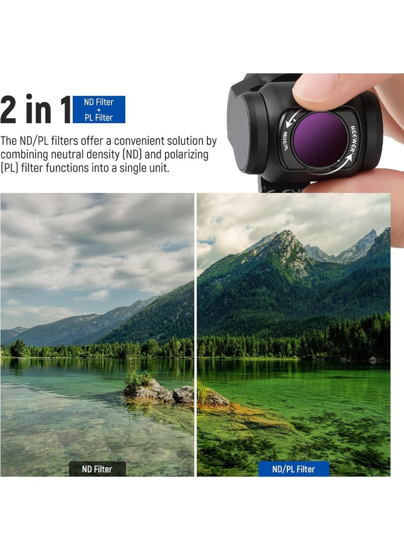 Neewer Magnetic ND/CPL Filter Set Compatible with DJI OSMO Pocket 3, 6 Pack UV CPL ND16/PL ND32/PL ND64/PL ND256/PL Polarizing and Neutral Density Filters, Multi Coated HD Optical Glass/Aluminum Frame - Image 5