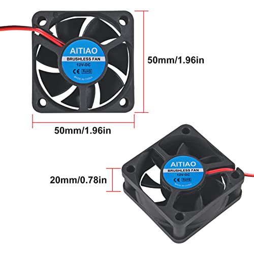AITIAO 4Pcs 5020 Brushless Cooling Fan Computer Case Fan DC 12V 50mm 50mm 20mm Quiet Muffin Fan Oil Bearing High Speed Cooling Fan for 3D Printer CPU Coolers DIY Cooling Ventilation Projects - Image 2