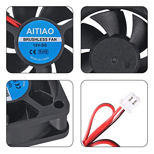 AITIAO 4Pcs 5020 Brushless Cooling Fan Computer Case Fan DC 12V 50mm 50mm 20mm Quiet Muffin Fan Oil Bearing High Speed Cooling Fan for 3D Printer CPU Coolers DIY Cooling Ventilation Projects - Image 3