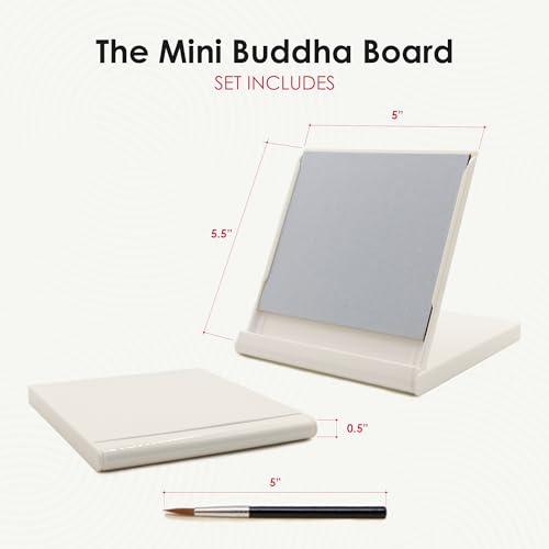 Buddha Board Mini Buddha Board Art Set: Water Drawing Writing Board w/Mini Water Brush for Mindfulness & Meditation – Inkless Zen Based Drawing Board, Painting & Art Supplies, Ideal Relaxation Gift (5”x5” White) - Image 4