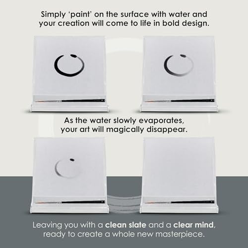 Buddha Board Mini Buddha Board Art Set: Water Drawing Writing Board w/Mini Water Brush for Mindfulness & Meditation – Inkless Zen Based Drawing Board, Painting & Art Supplies, Ideal Relaxation Gift (5”x5” White) - Image 2