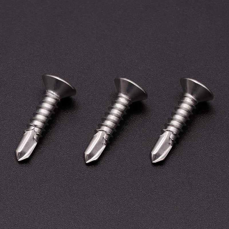 RoyceMart #10 x 3/4" Phillips Flat Head Sheet Metal Screws, Stainless Steel 410 Self Drilling Screws for Metal, Countersunk Head, Phillips Drive, Self Tapping, 100 Pack - Image 3