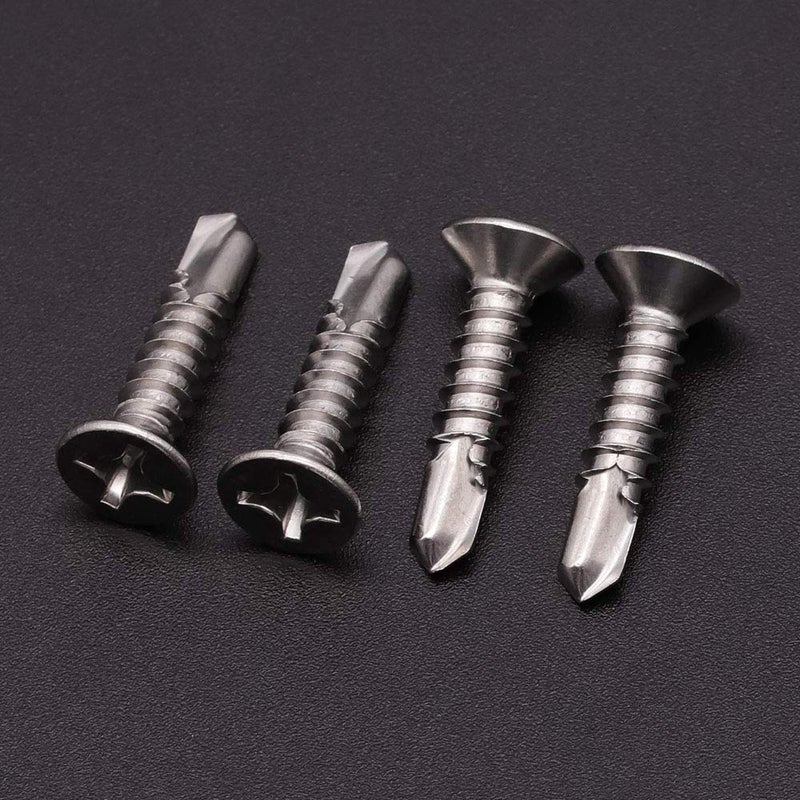 RoyceMart #10 x 3/4" Phillips Flat Head Sheet Metal Screws, Stainless Steel 410 Self Drilling Screws for Metal, Countersunk Head, Phillips Drive, Self Tapping, 100 Pack - Image 2