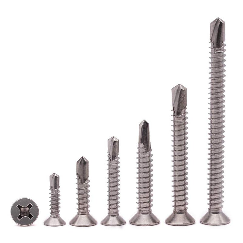 RoyceMart #10 x 3/4" Phillips Flat Head Sheet Metal Screws, Stainless Steel 410 Self Drilling Screws for Metal, Countersunk Head, Phillips Drive, Self Tapping, 100 Pack - Image 5