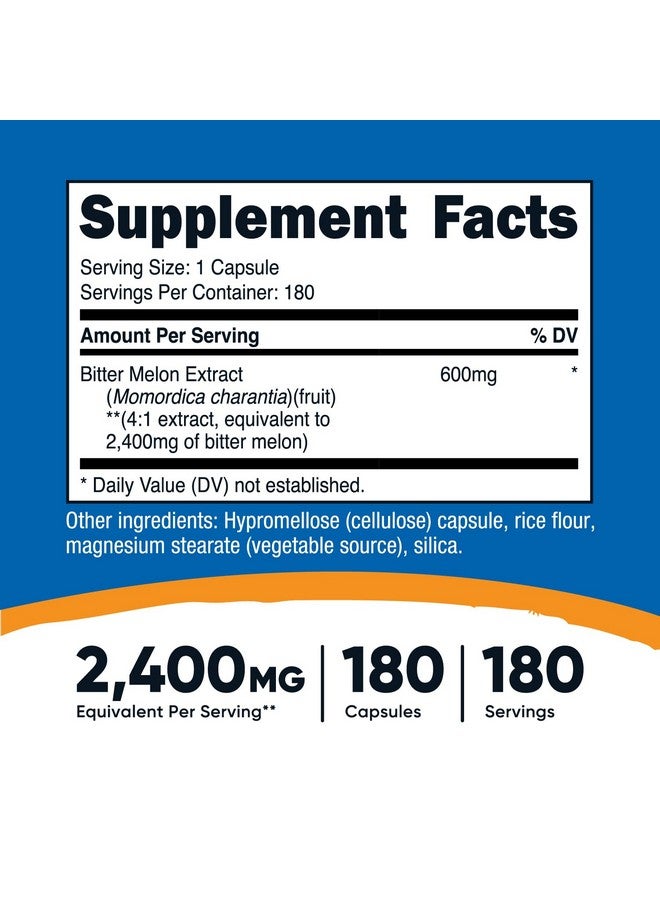 Nutricost نوتريكوست بطيخ مر 600 ملغ (2,400 ملغ مكافئ)، 180 كبسولة - خالي من الغلوتين، غير معدّل وراثيًا - Image 2