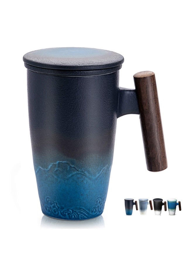 NIBEMINENT a set Handmade Ceramic Coffe/Tea Mug Large Ceramic Strainer Creative Retro Mug Traditional Tea Cup Pottery Mug Business Gift - Image 1