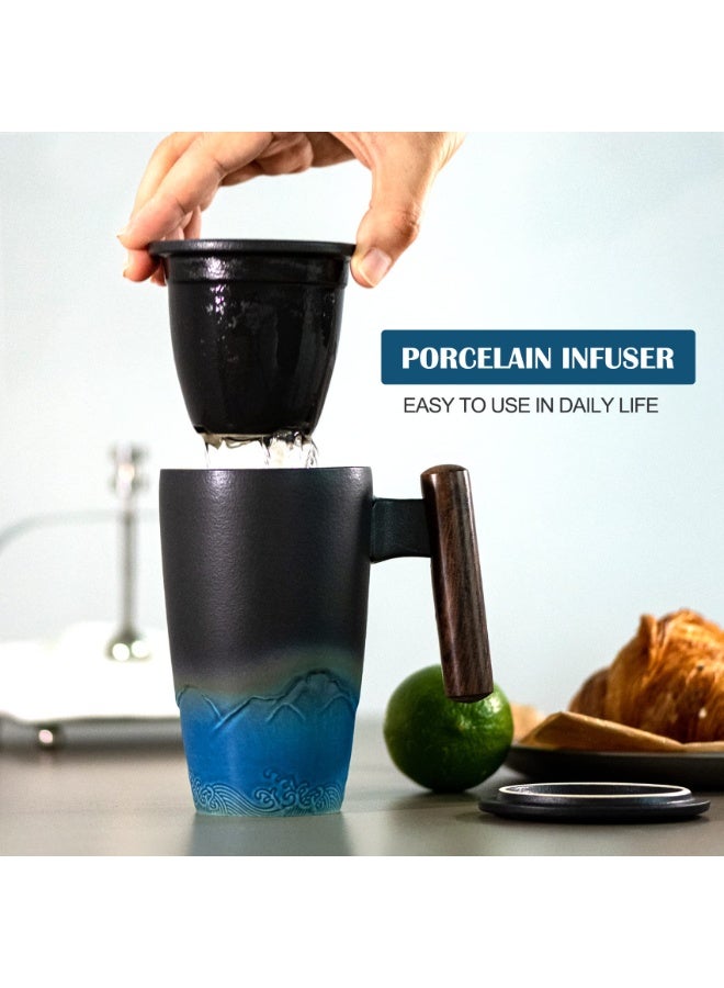 NIBEMINENT a set Handmade Ceramic Coffe/Tea Mug Large Ceramic Strainer Creative Retro Mug Traditional Tea Cup Pottery Mug Business Gift - Image 2