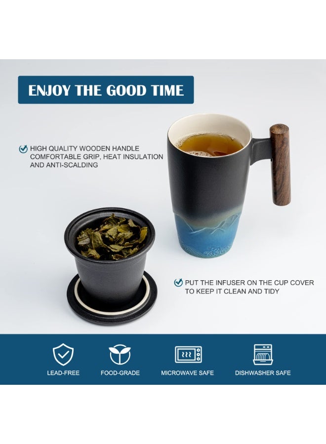 NIBEMINENT a set Handmade Ceramic Coffe/Tea Mug Large Ceramic Strainer Creative Retro Mug Traditional Tea Cup Pottery Mug Business Gift - Image 3