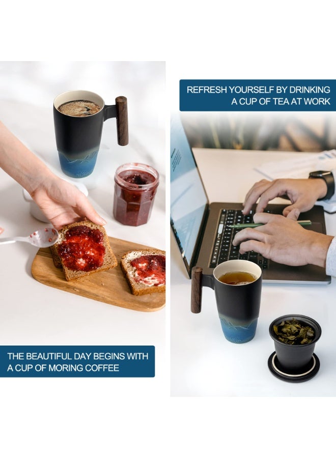 NIBEMINENT a set Handmade Ceramic Coffe/Tea Mug Large Ceramic Strainer Creative Retro Mug Traditional Tea Cup Pottery Mug Business Gift - Image 5