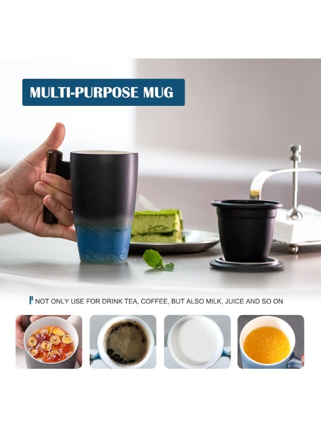 NIBEMINENT a set Handmade Ceramic Coffe/Tea Mug Large Ceramic Strainer Creative Retro Mug Traditional Tea Cup Pottery Mug Business Gift - Image 4