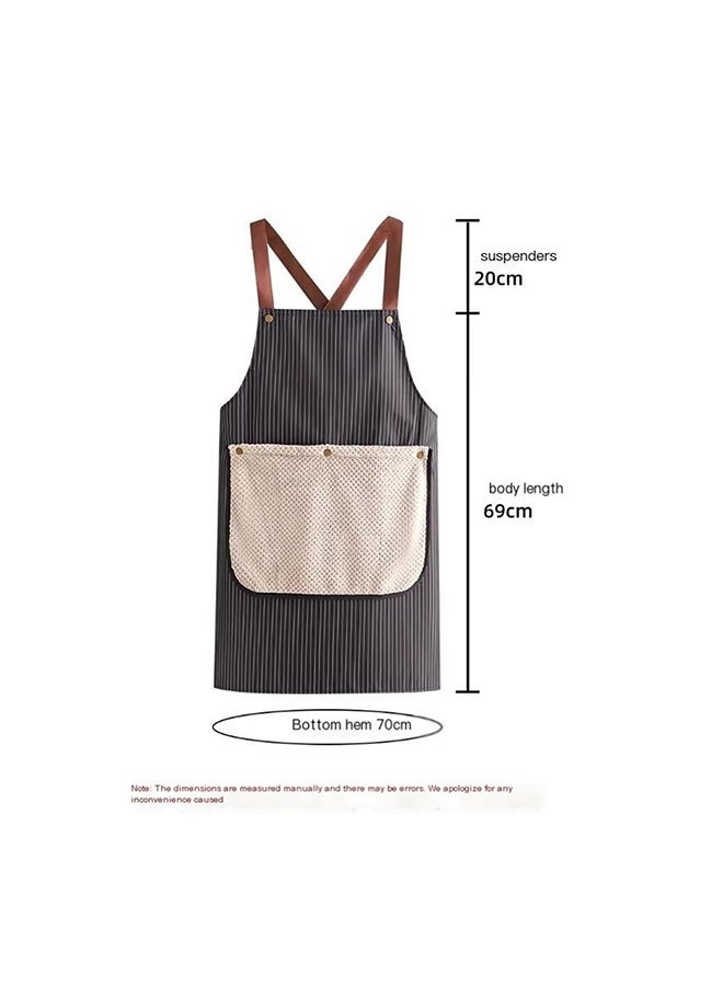 1 Piece Sleeveless Cross Back Kitchen Apron, Waterproof Adjustable Apron with Removable Towel for Baking, BBQ & Home Kitchen Use - Image 3