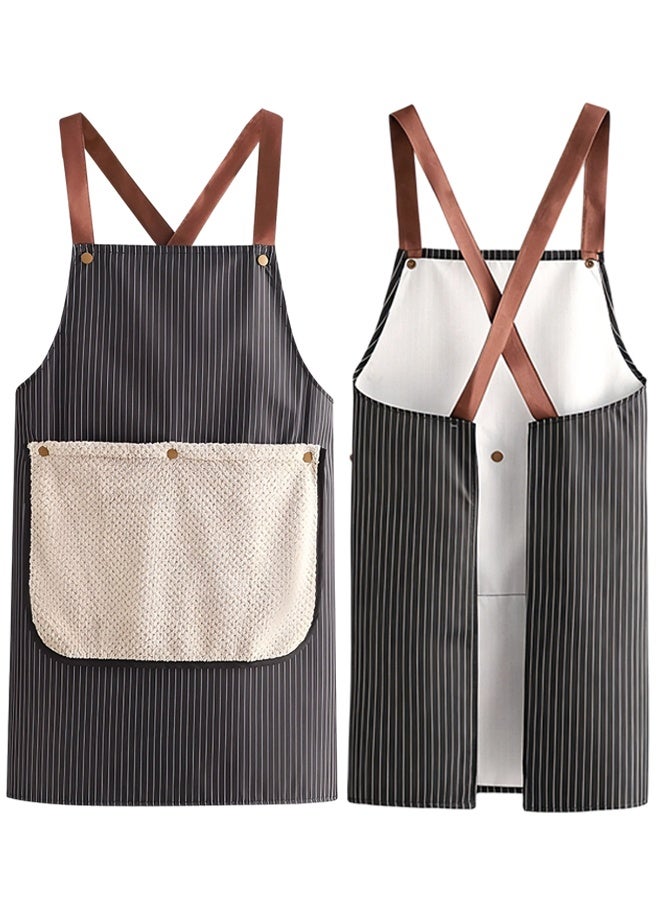 1 Piece Sleeveless Cross Back Kitchen Apron, Waterproof Adjustable Apron with Removable Towel for Baking, BBQ & Home Kitchen Use - Image 1