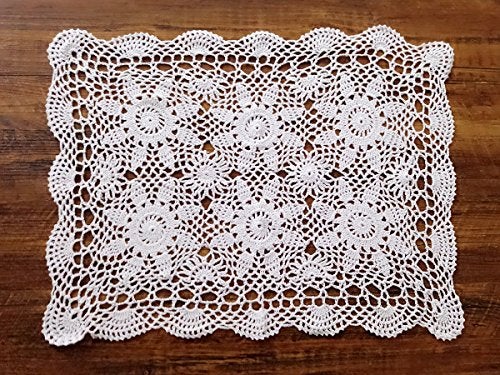 Laivigo Handmade Crochet Lace Table Cloth Doilies Doily,Rectangle,16 x 24 Inch,White - Image 4