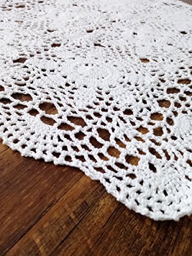 Laivigo Handmade Crochet Lace Table Cloth Doilies Doily,Rectangle,16 x 24 Inch,White - Image 5