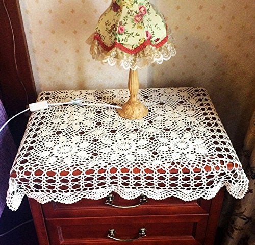 Laivigo Handmade Crochet Lace Table Cloth Doilies Doily,Rectangle,16 x 24 Inch,White - Image 2