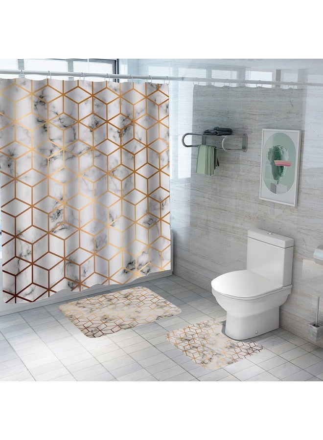 Umai UMAI Shower Curtain (180X180 cm) & Bathmat 3 Pcs Set|6ft|Creative Vibrant Coloured Polyster Curtain Sets with Non-Slip Bath mats for Bathroom|Easy-Slide Curtains|Quick Dry,Soft Mats  - Image 1