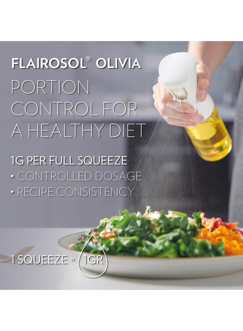 Flairosol فلايروسول أوليفيا. رذاذ الزيت المتقدم الأصلي للطهي، السلطات، الشواء والمزيد، رذاذ مستمر مع تحكم في الكمية، موثوق به من قبل الطهاة. تقنية مسجلة براءة اختراع. (زجاجة زجاجية) - Image 2