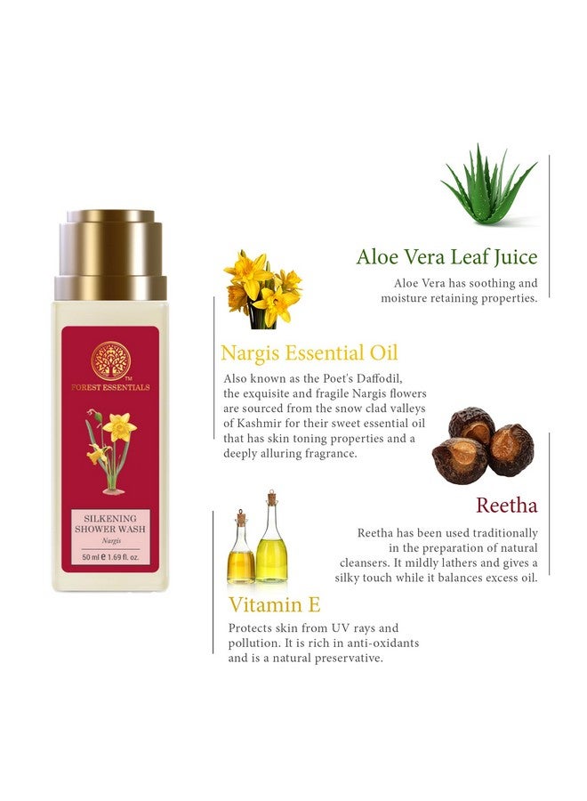Forest Essentials Silkening Shower Wash Nargis Ayurvedic Natural Body Wash For Soft Smooth Skin Paraben Free & Sulphate Free Shower Gel - Image 3
