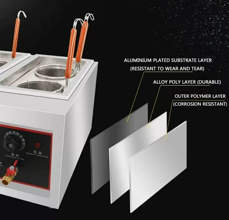 Shoppers Hub PNQ 4kW Electric Pasta Noodle Boiler Machine with 4 Compartments and Taps for Ideal Heavy Duty Use in Hotels Restaurants Cafes Food Eateries and Other Commercial Places  - Image 3