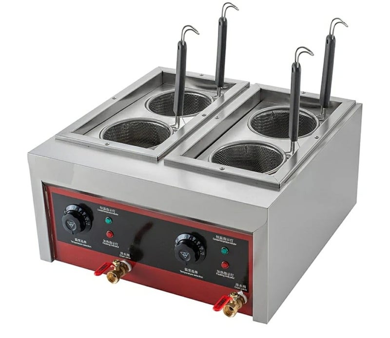 Shoppers Hub PNQ 4kW Electric Pasta Noodle Boiler Machine with 4 Compartments and Taps for Ideal Heavy Duty Use in Hotels Restaurants Cafes Food Eateries and Other Commercial Places  - Image 1