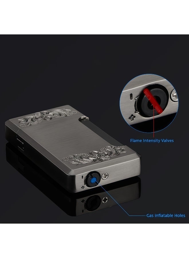 2 Pack Single Flame Torch Lighter Butane Refillable Lighters Windproof Pocket Lighters Adjustable Flame Lighter for Men and Women (Without Gas) - Image 5