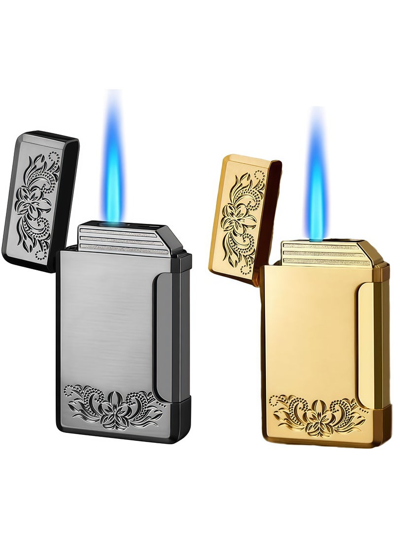 2 Pack Single Flame Torch Lighter Butane Refillable Lighters Windproof Pocket Lighters Adjustable Flame Lighter for Men and Women (Without Gas) - Image 1