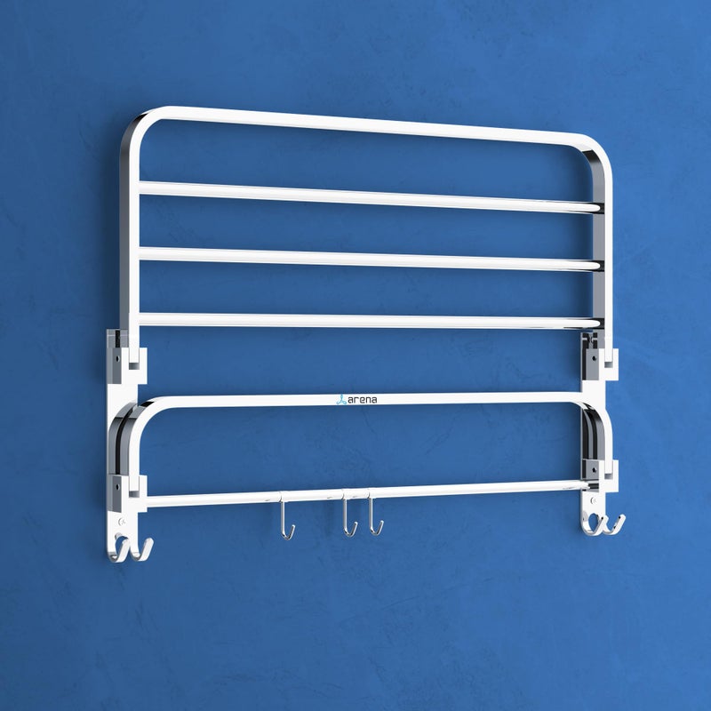 Arena Bathroom Towel Hanger for Wall Mounted Towel Rod for Bathroom Accessories Set for Home & Offices, Stainless Steel Clothes Holder Chrome Finish, Heavy Duty (Pack of 1 Towel Rack) - Image 3