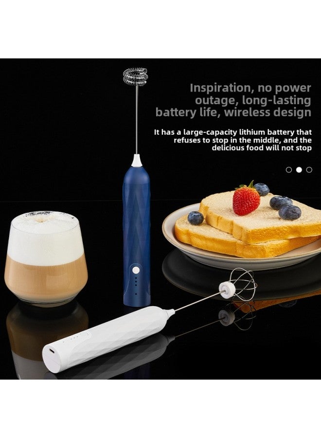Electric Egg Beater Handheld Mini Milk Frother Wireless Steak Coffee Frother Cream Mixer USB Charging-Color:Pink - Image 2