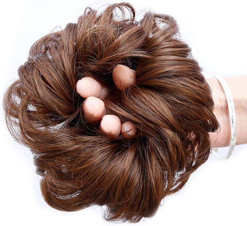 اسويتوفك زينة شعر على شكل كعكة فوضوية بتسريحة عالية، مع إضافات شعر صناعية، لون بني فاتح - Image 3