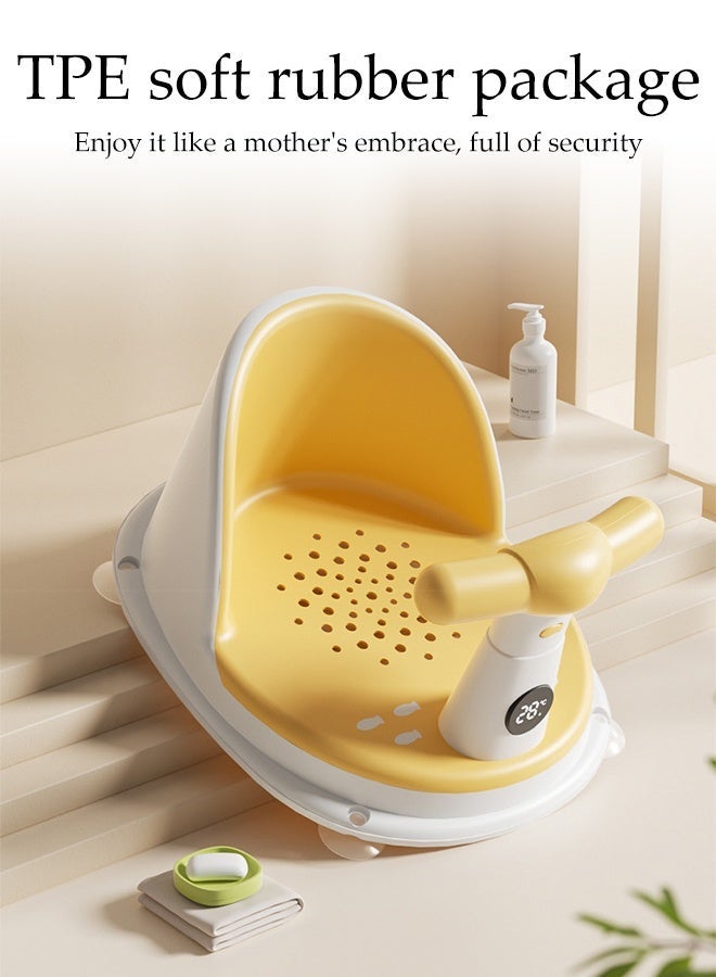 Baby Bath Seat with Wheels,Non-Slip Infant Bathtub Chair with Suction Cups,Toddler Sit Up Bathtub Seat for Baby,Newborn Soft Cushion for Shower - Image 5