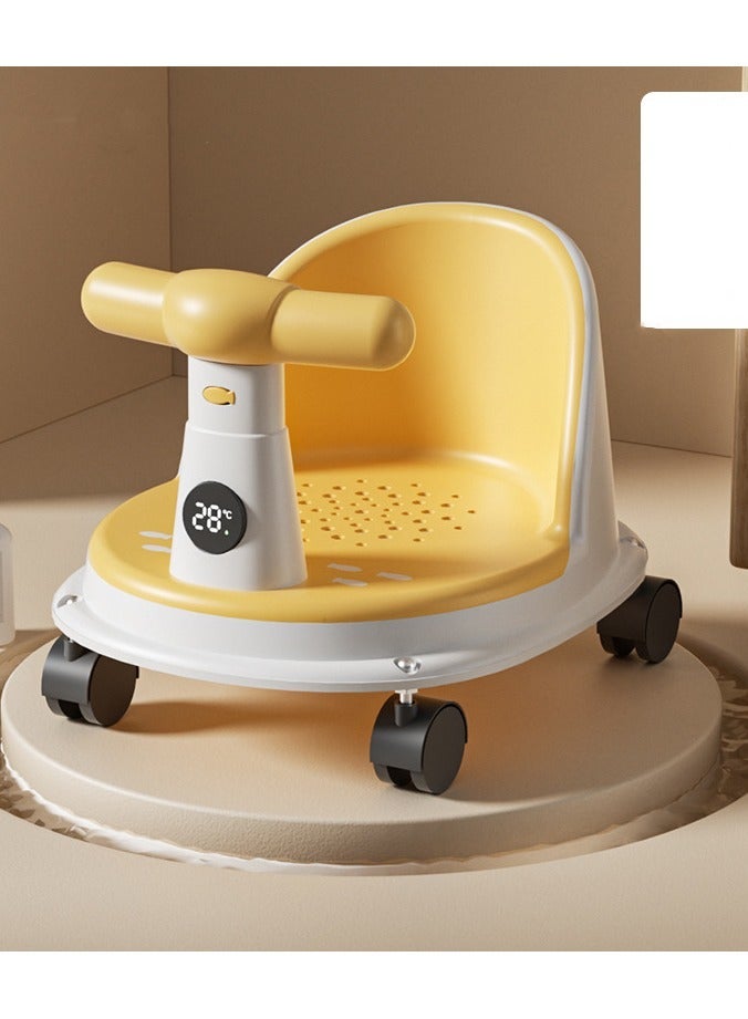 Baby Bath Seat with Wheels,Non-Slip Infant Bathtub Chair with Suction Cups,Toddler Sit Up Bathtub Seat for Baby,Newborn Soft Cushion for Shower - Image 2