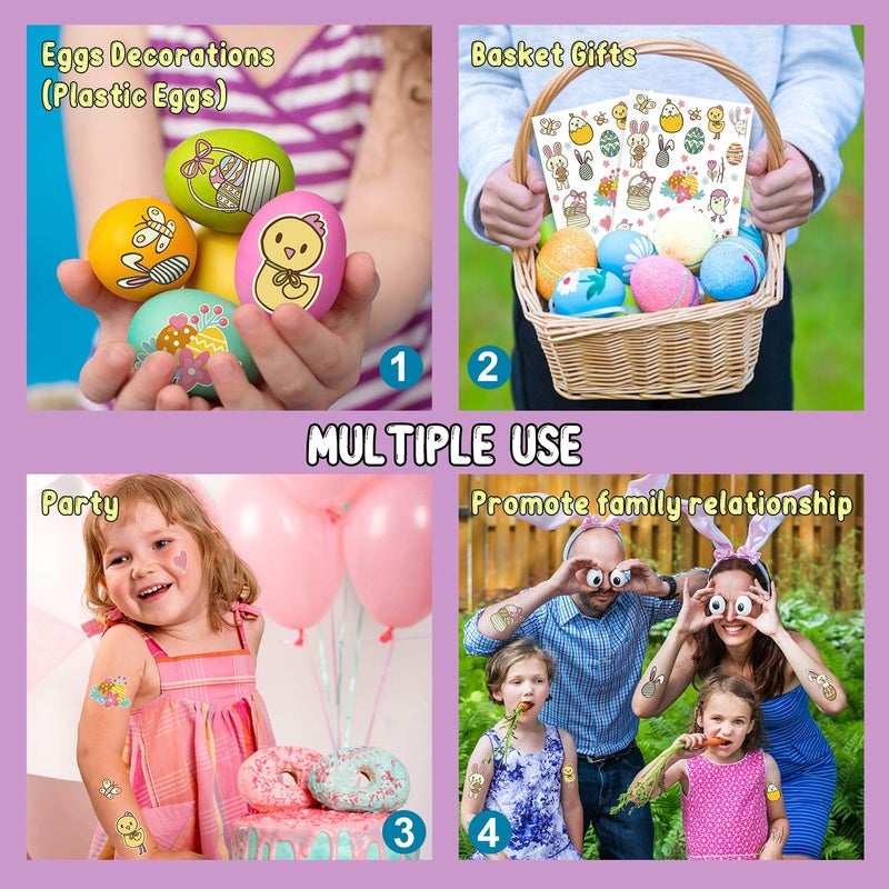 PARTYWIND Glow Easter Temporary Tattoos for Kids Party Decorations  40 Styles Luminous Easter Eggs Party Supplies Favors  Easter Tattoos Stickers (2 Sheets) - Image 3