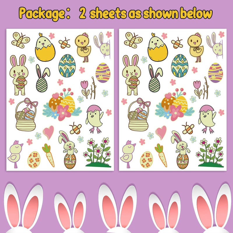 PARTYWIND Glow Easter Temporary Tattoos for Kids Party Decorations  40 Styles Luminous Easter Eggs Party Supplies Favors  Easter Tattoos Stickers (2 Sheets) - Image 5