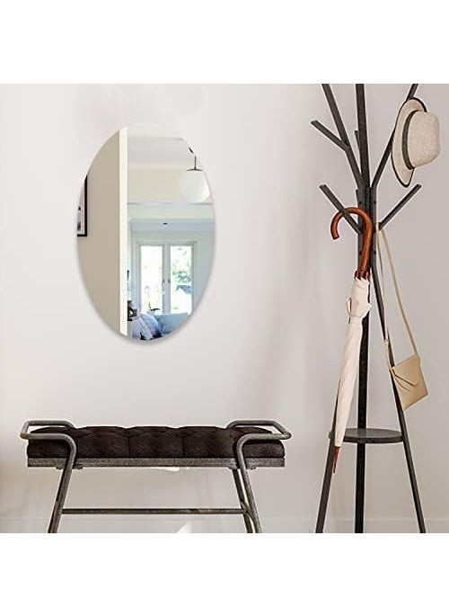 DADLM DADLM Oval Shape Adhesive Mirror Sticker for Wall on Tiles Bathroom Bedroom Living Room Basin Mirror Bathroom Wall Mirror Stickers Unbreakable Plastic Wall Mirror 20 30 1  - Image 5