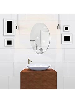 DADLM DADLM Oval Shape Adhesive Mirror Sticker for Wall on Tiles Bathroom Bedroom Living Room Basin Mirror Bathroom Wall Mirror Stickers Unbreakable Plastic Wall Mirror 20 30 1  - Image 3