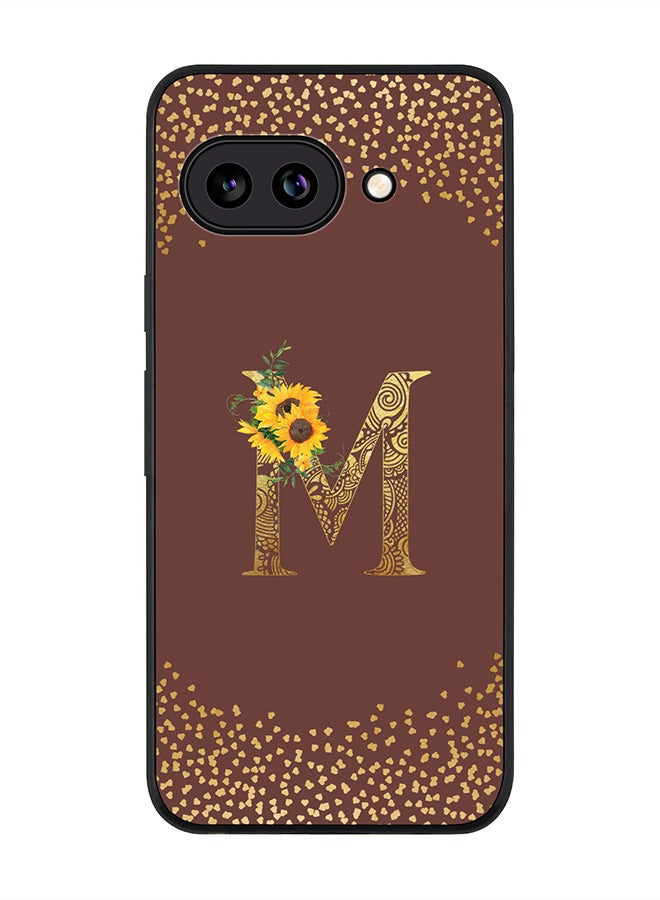 Stylizedd For Google Pixel 9a Case,Slim fit Camera Protection, Shockproof Thin Phone cover  - Custom Floral Monogram - M  (Brown )
